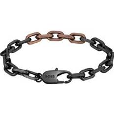 Men - Pink Bracelets BOSS Hugo and Black Ion Plated Stainless Steel Mens Chain Bracelet