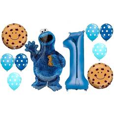 Latex Balloons Sesame Street Cookie Monster 1st Birthday party supplies set and Balloon Decorations 10pc