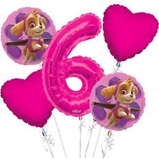 Pink Latex Balloons Viva Party Paw Patrol Girl Balloon Bouquet 6th Birthday 5 pcs Party Supplies