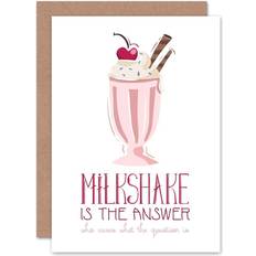 White Cards & Invitations ARTERY8 Wee Blue Coo Milkshake Answer Question Greeting Card