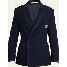 Valentino Garavani DOUBLE-BREASTED BOUCLÉ WOOL JACKET WITH VLOGO SIGNATURE EMBROIDERY