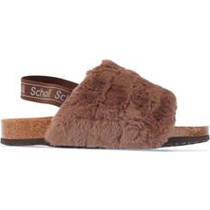 Scholl Womenss Amabel Faux Fur Slippers in Brown