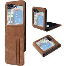 Skalo Samsung Z Flip5 PU-læder Kortholder Cover Brun