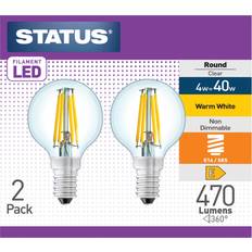 Status Pack of 2 Round Filament LED 4W Lightbulbs Small Edison Screw SES