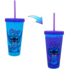 Plastica Bicchieri Silver Buffalo Disney "Stay Weird" Color-Changing Plastic Tumbler 24 Ounces Bicchiere