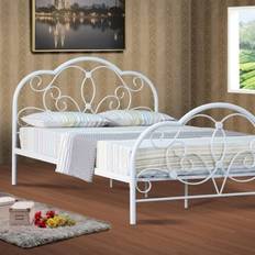 Comfy Living French White Metal Bed Frame Double