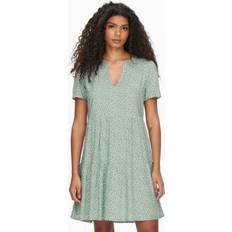 Slå om-kjoler Only Onlzally Life S/S Thea Dress - Grøn/Hvid