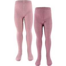 Cotton Pantyhoses Minymo Knitted Cotton Tights 2 Pack - Pink/Purple