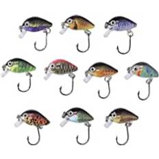 Zite Fishing Mini Wobbler-set – 10 delar ultralätt konstgjord bete öring abborre öring wobbler med borrning, 3 cm, 1,5 g i låda