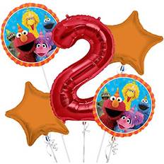 Balloons Viva Party Sesame Street Elmo Balloon Bouquet 2nd Birthday 5 pcs Supplies