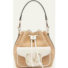 Polyester Bucket Bags Valentino Garavani Loco Small Drawstring Bucket Bag GOLDEN BEIGE IVOR