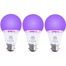 TBE Lighting UV LED Bulbs 3 Pack 9w Ultra Violet Black Light Bulbs B22 Standard Bayonet Fitting 395-400nm wavelength, Energy Saving Long Life