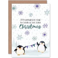 Christmas Cards & Invitations ARTERY8 Wee Blue Coo Christmas Penguin Funny Pun Greeting Card