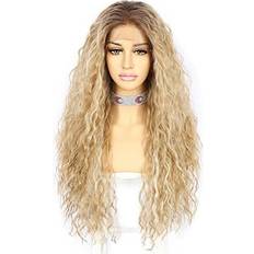 Sapphirewigs Curly Lace Front Wig Blonde Highlight Synthetic Wigs