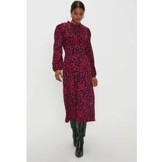 Dorothy Perkins Pink Leopard Frill Neck Midi Dress