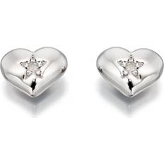 Little Star Silver Suri Diamond Heart Stud Earrings