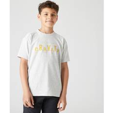 Domyos Kids' Breathable Cotton T-shirt 500 Light Grey Grey/mustard
