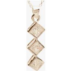 Transparent Jewellery T.H.Baker Silver Triple Square-cut Cubic Zirconia Rubover Pendant PZ-062-SQ