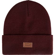 Levi's Women Headgear Levi's All Season Comfy Leather Logo Patch Hero Beanie Burgundy Burgundy