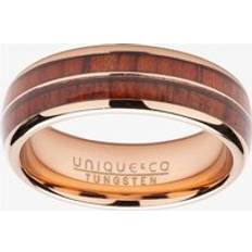 Men Rings Unique Mens Rose Gold Plated Tungsten Wood Inlay 7mm Ring TUR-125-60 Two Colour