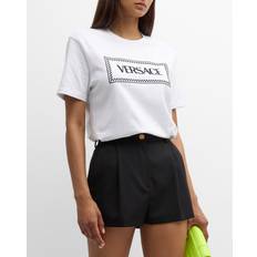 Versace T-shirts Versace Embroidered Logo Tee White/Black IT/14