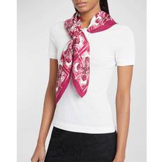 Dolce & Gabbana Sjaals Dolce & Gabbana Majolica Print Silk Twill Scarf Fuchsia Silk