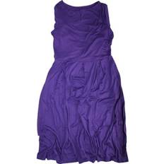 Midi Dresses - Purple 24seven Comfort Apparel Women's Midi Length Fit and Flare Dress Purple Purple