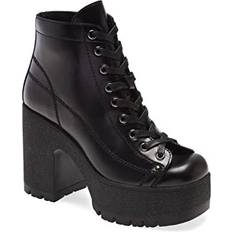 Boots Jeffrey Campbell REFRESH Black Box Leather Platform Chunky Lace-Up Ankle Booties