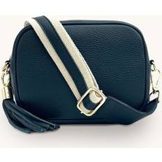 Canvas Crossbody Bags Apatchy London Navy Leather Crossbody Bag With Leather & Canvas Strap