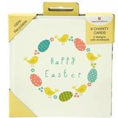 Easter Cards & Invitations UK Greetings Happy Easter Recyclable Charity Easter Cards Pack of 6, 2 Designs