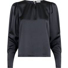 Stål Bluser Neo Noir Camma Heavy Sateen Blouse STEEL GREY