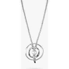 UNOde50 Pearl Double Hoop Long Pendant Necklace, Silver