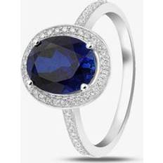 Solitaire Rings 9ct White Gold Blue and White Crystal-Set Cluster Ring 5.84.9299 Silver