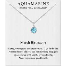 Blue Necklaces Philip Jones March Aquamarine Birthstone Necklace Created with Zircondia Crystals