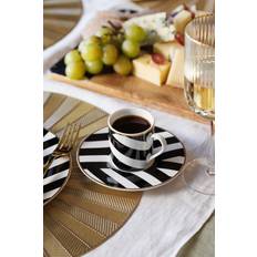 Dishwasher Safe Espresso Cups Mikasa Luxe Deco Geometric Stripe China Espresso Cup