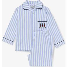 Jumpsuits Children's Clothing Trotters Kids' Felix Brushed Cotton Stripe Pyjamas, Blue/White Stripe