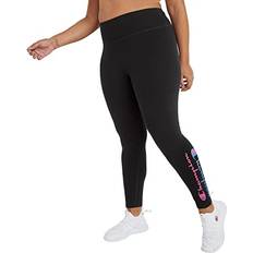 Cotton Leggings Champion Women's Authentic 7/8 Leggings, Mirrored Script Logo Plus Size Black 1X