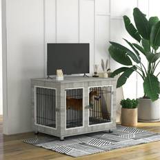 Pets Pawhut Dog Crate Furniture, Dog Crate End Soft Double Door