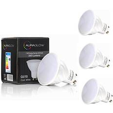 Auraglow Super Bright 5.5W Led Gu10 Light Bulb, Daylight Cool White 6500K Retrofit 550 Lumen 70W Eqv Four Pack