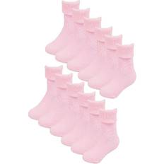 Babies Socks Sock Snob Pairs Plain Turn Over Top Cotton for Babies Pink 6-12