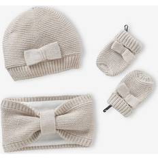 86 Wanten Vertbaudet Babymeisjes Muts Snood Wanten Strikjes - Ecru