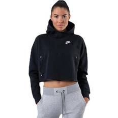 Nike Nsw Tech Fleece Po Hoodie White/Black, Female, Tøj, Skjorter, Sort