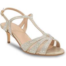 Beige - Women Heeled Sandals Paradox London Mirabel Shimmer Kitten Heel Sandals