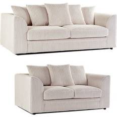 2 Seater - Sofa Set Sofas Luxor Jumbo Cord Cream Sofa 190cm 2pcs 2 Seater, 3 Seater