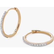 Monica Vinader Gold Earrings Monica Vinader 14ct Yellow Gold Diamond Hoop Earrings, Gold