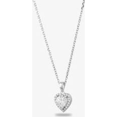 Starbright Silver Heart-cut Cubic Zirconia Halo Pendant THB-03P 3A