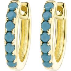 The Fine Collective Blue 10mm Huggie Hoop Earrings Gold