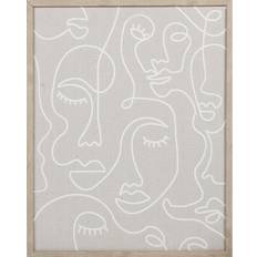 Natural Framed Art Neutral Figurative Lines Framed Art