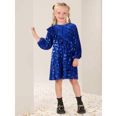 Dresses Children's Clothing Angel & Rocket Angel & Rocket Kids' Elsie Velvet Sequin Ruffle Party Dress, Cobalt