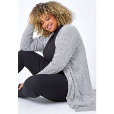 Silver Cardigans Roman Curve Glitter Stretch Cardigan Silver